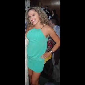 Laundry Shelli Segal Green Mini Cocktail with Gold Ring Neck Size 2